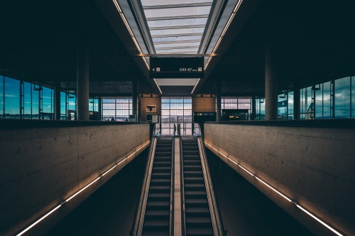 Escalator in train station